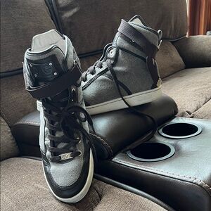 D&G Men's Black and chocolate brown Textured Sneakers